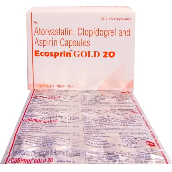 Ecosprin Gold 20 - Atorvastatin/Clopidogrel/Aspirin